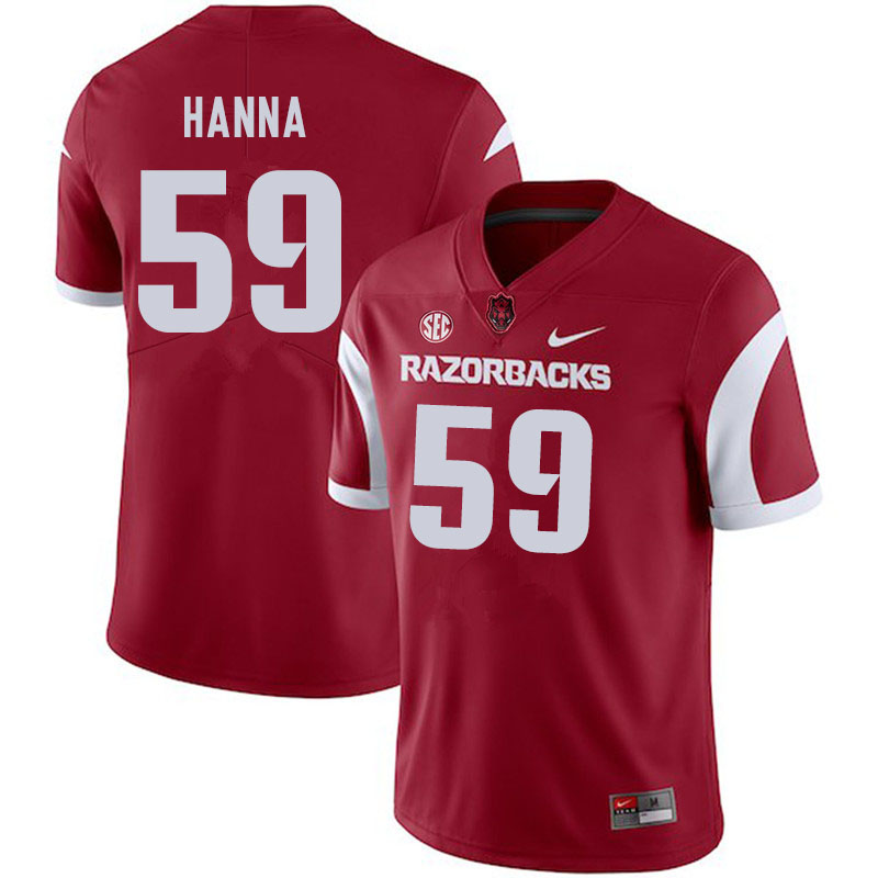 Men #59 Morgan Hanna Arkansas Razorbacks College Football Jerseys Sale-Cardinal